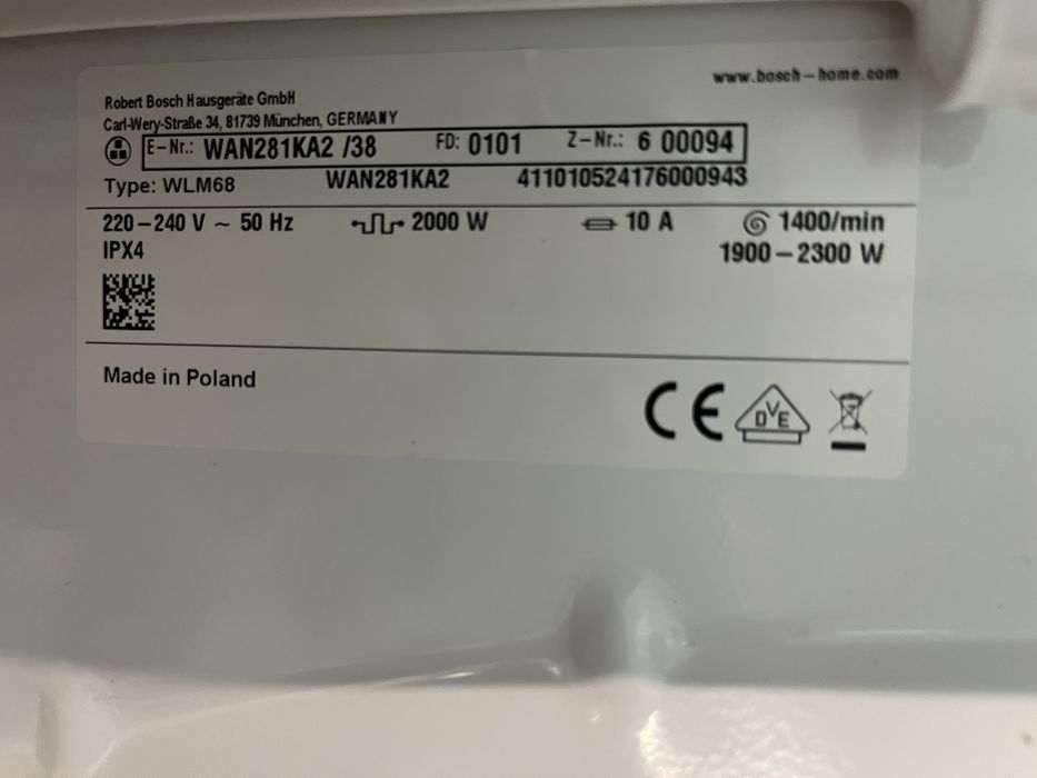 Pralka BOSCH 1400ob 7kg A+++ |12msc |BD stan |Dowóz