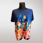 Bluzka Damska Kwiaty Oversize Granatowy