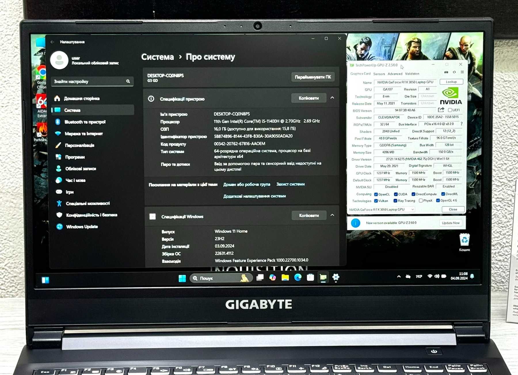 НОВЕ НАДХОДЖЕННЯ! Ігровий Gigabyte G5 GD / RTX 3050 / Core i5-11400H