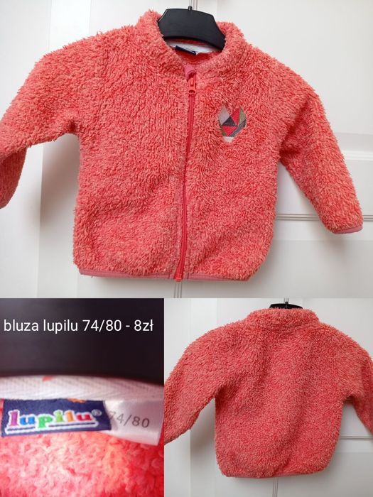 5szt Ciepłe bluzy polarowe na jesień lupilu, f&f r.74/80