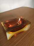 Murano Sommerso Mid Century Glass Block Bowl lata 60 vintage design