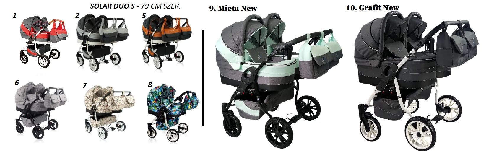 Nowy wózek dziecięcy Solar Duo! 79 cm szer !