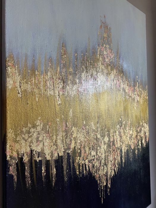 Złote Echo abstrakcyjny Obraz na płótnie akryl 50x70