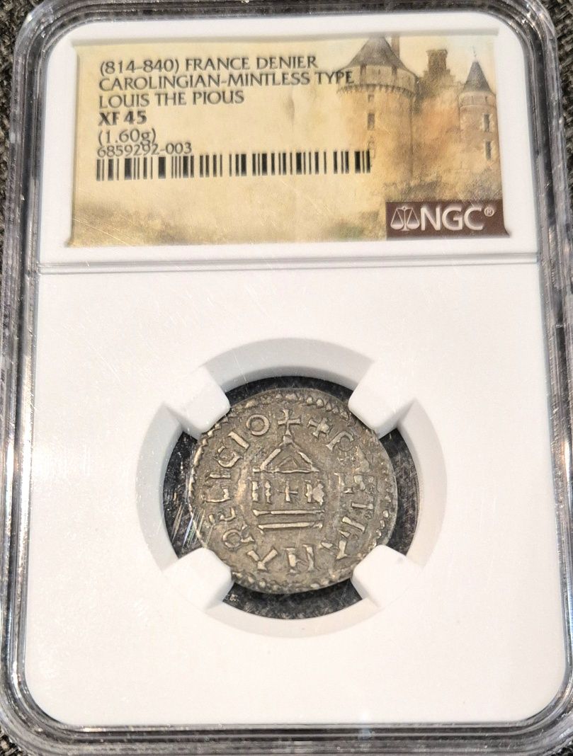 Carolingian denar - Ludwik Pobożny 814-840r - moneta grading NGC