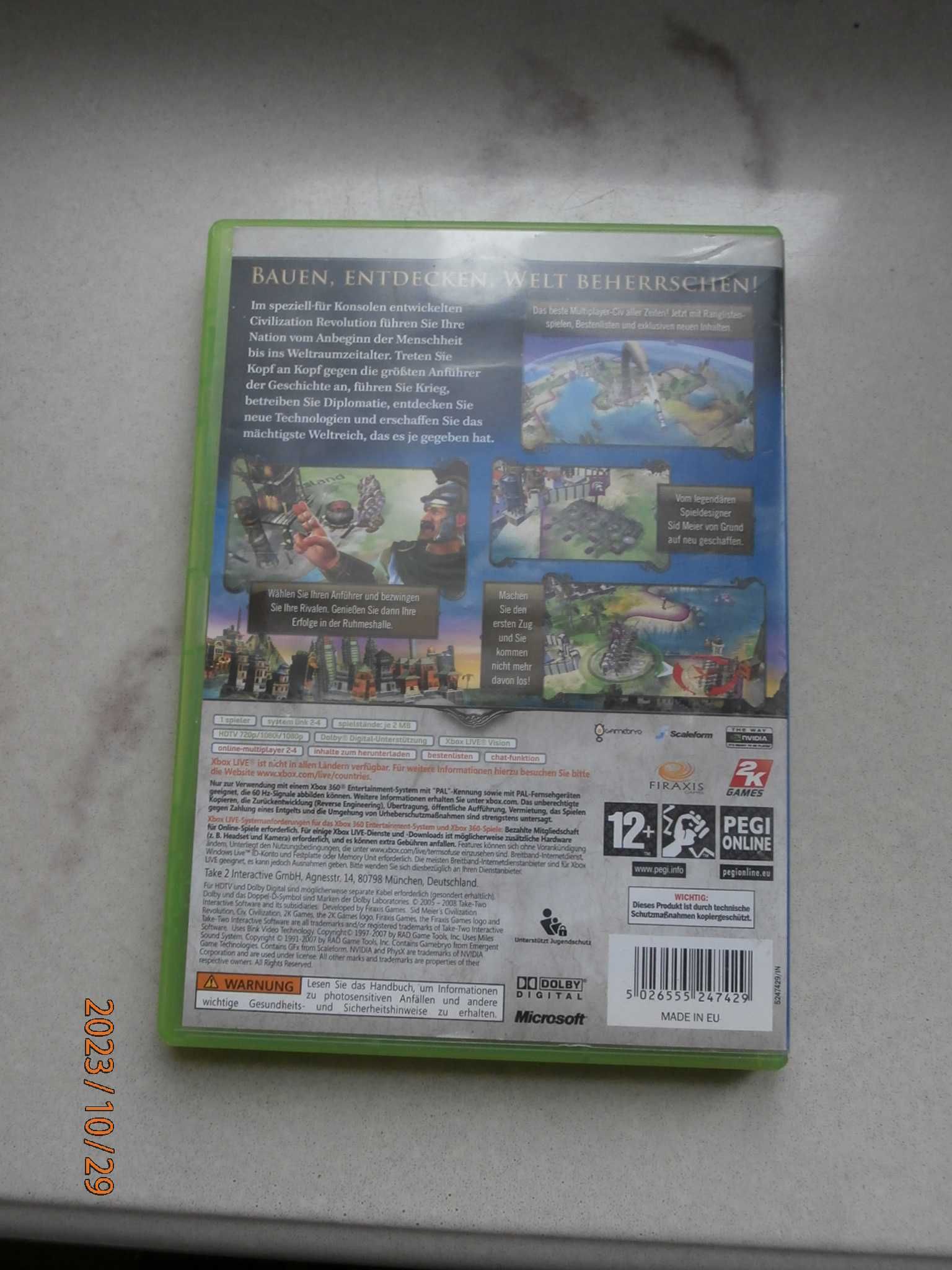 Gra Civilization Revolution SidMeier's-Xbox 360 +gratis Resident Evil