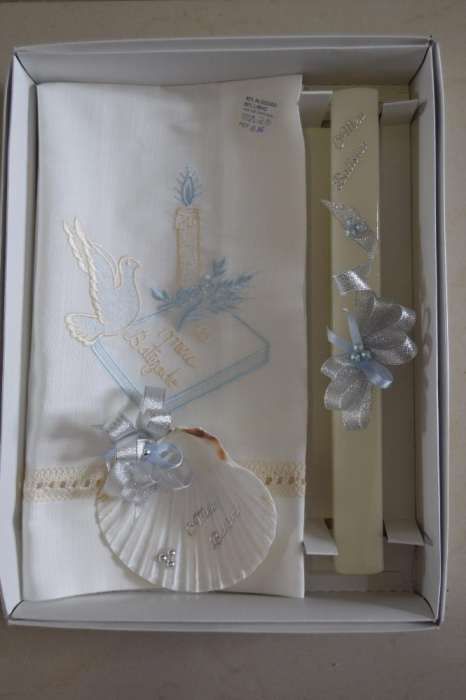 Conjunto Baptizado - Vela + toalha + concha