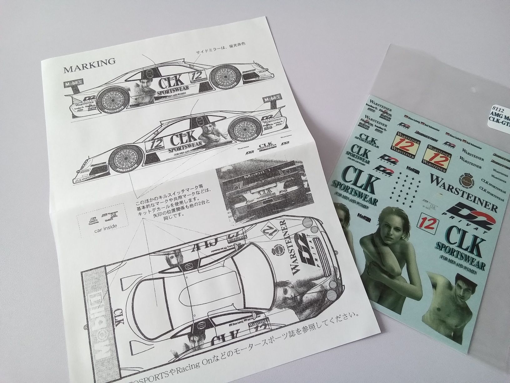 Kalkomanie Sportswear Mercedes AMG CLK GTR 1:24