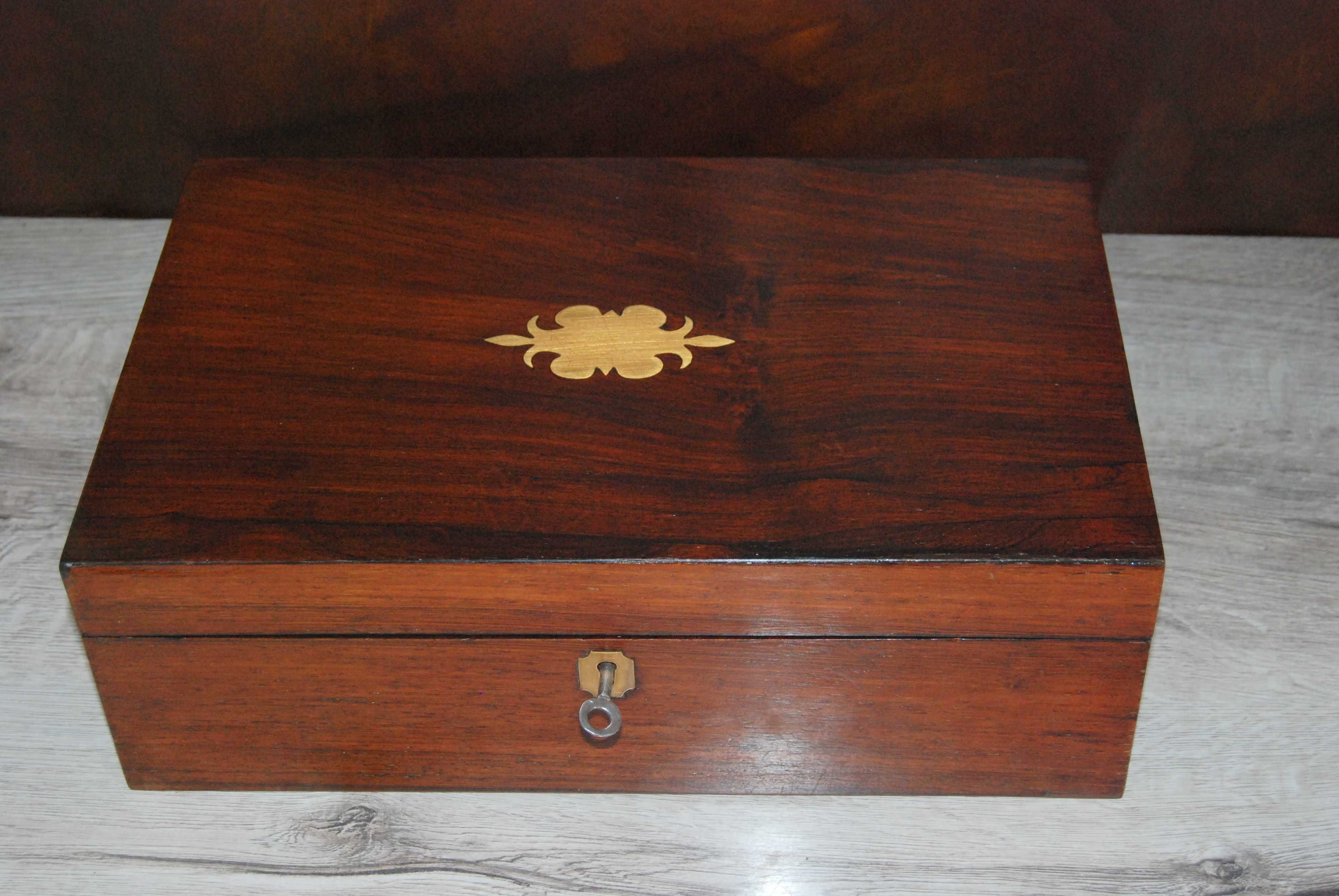 antyk szkatułka kuferek skrzynka biurko podróżne ok 1880