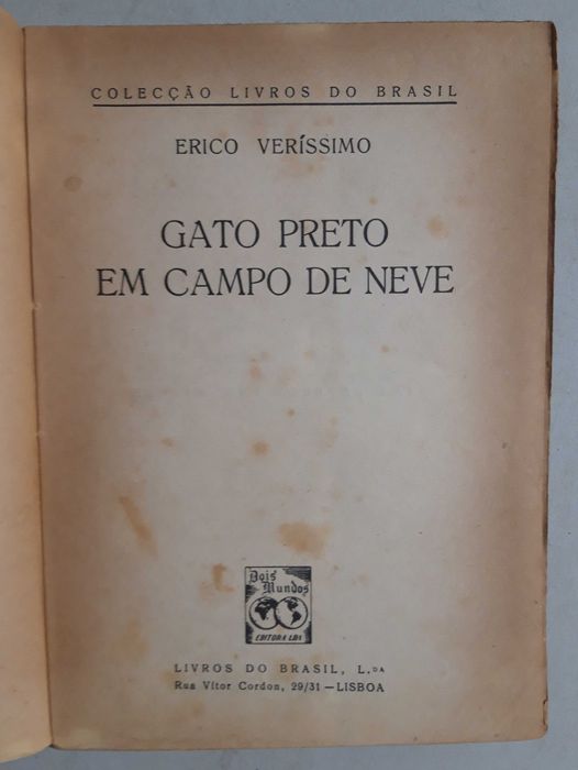 Livro PA-7 - Erico Veríssimo - Gato Preto em Campo de Neve