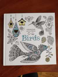 Книга раскраска-антистресс Birds и блокнот с ручкой