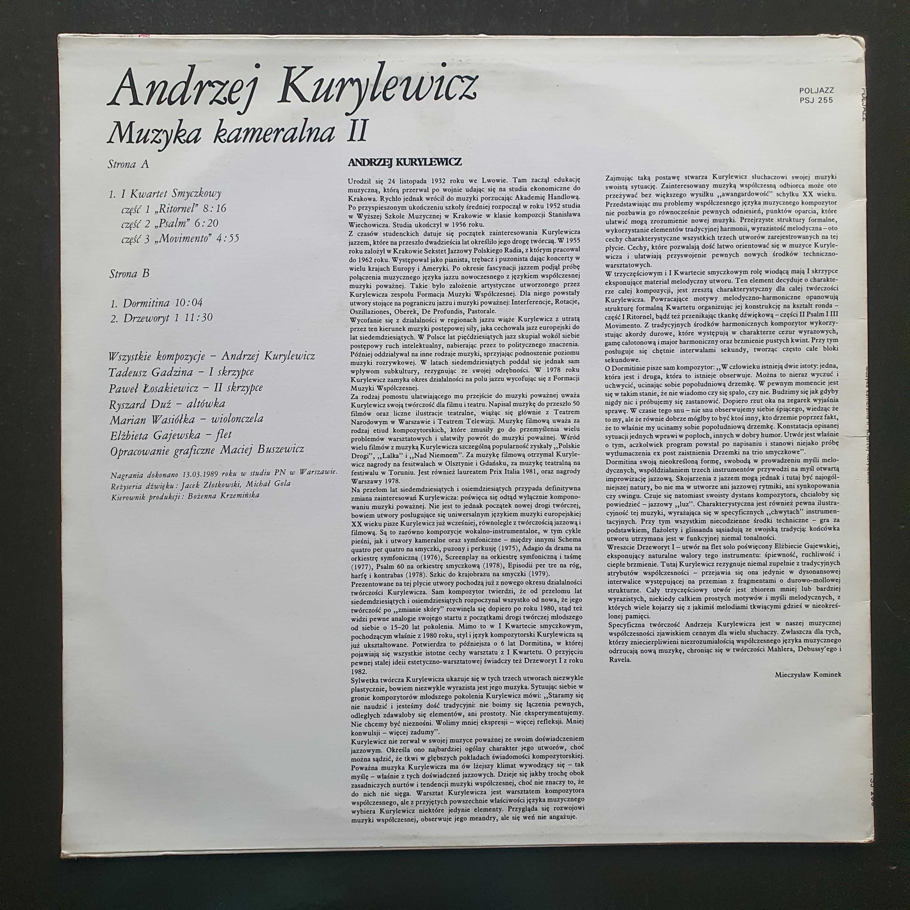 Andrzej Kurylewicz- Muzyka Kameralna 2, 1989 NM/EX+