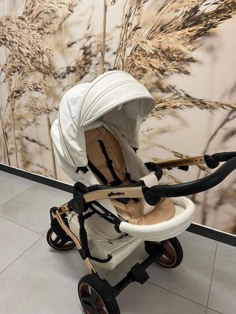 Wózek 2w1 Junama Diamond Exclusive Prams Gondola i Spacerówka Biały