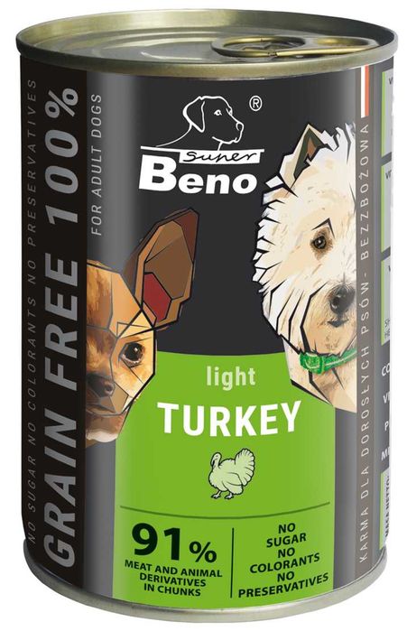 Super Beno PIES bezzbożowe kąski z indykiem light w sosie 4x415g