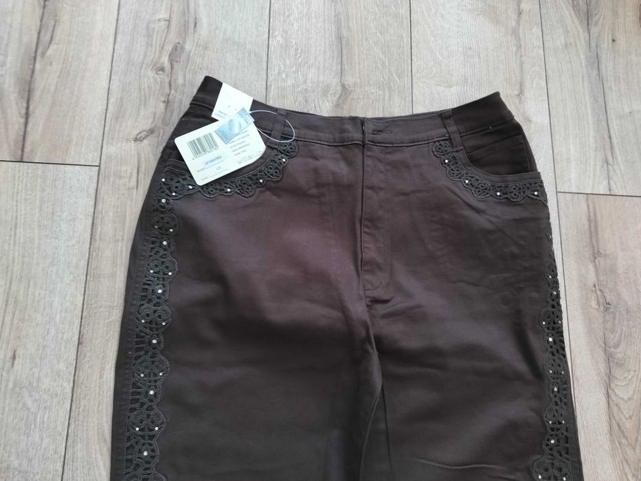 Lafei Nier spodnie damskie 42 gipiura elastyczne dzwony efektownepas92