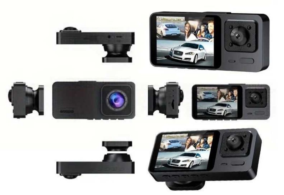 Rejestrator Wideo Kamera Samochodowa Przód/Tył/Wnętrze 32GB Menu PL