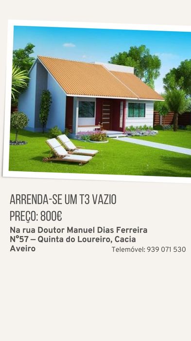 ARRENDA-SE um T3 Vazio