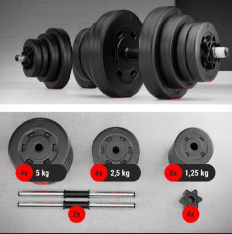 Hantle kompozytowe zestaw hantli 2x20kg 40kg regulowane bitumiczne szt