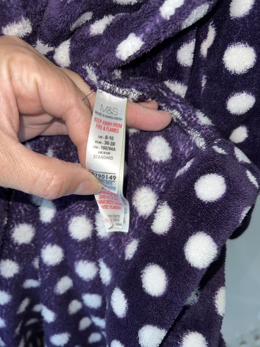 Szlafrok damski kolor śliwka w grochy