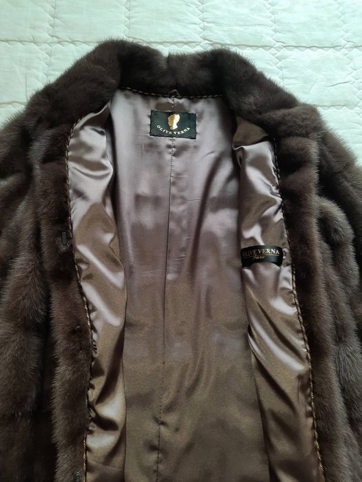 Норкова шуба кольору капучино