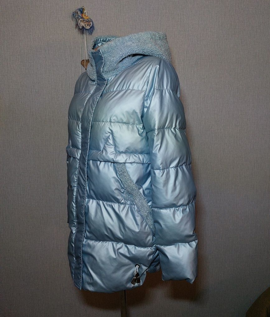 Зимняя куртка, пальто ZLLY (Zilanliya). Голубой металлик. S, 42-44.
