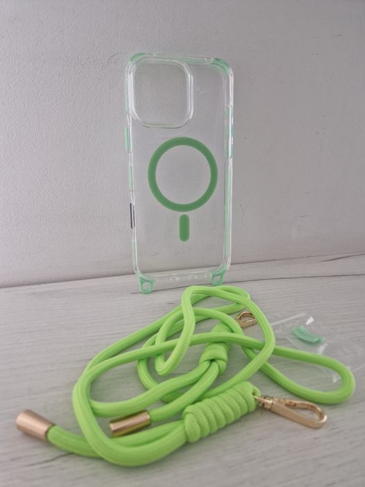 Tel Protect Strap Clear Case do Iphone 16 Pro Max zielony