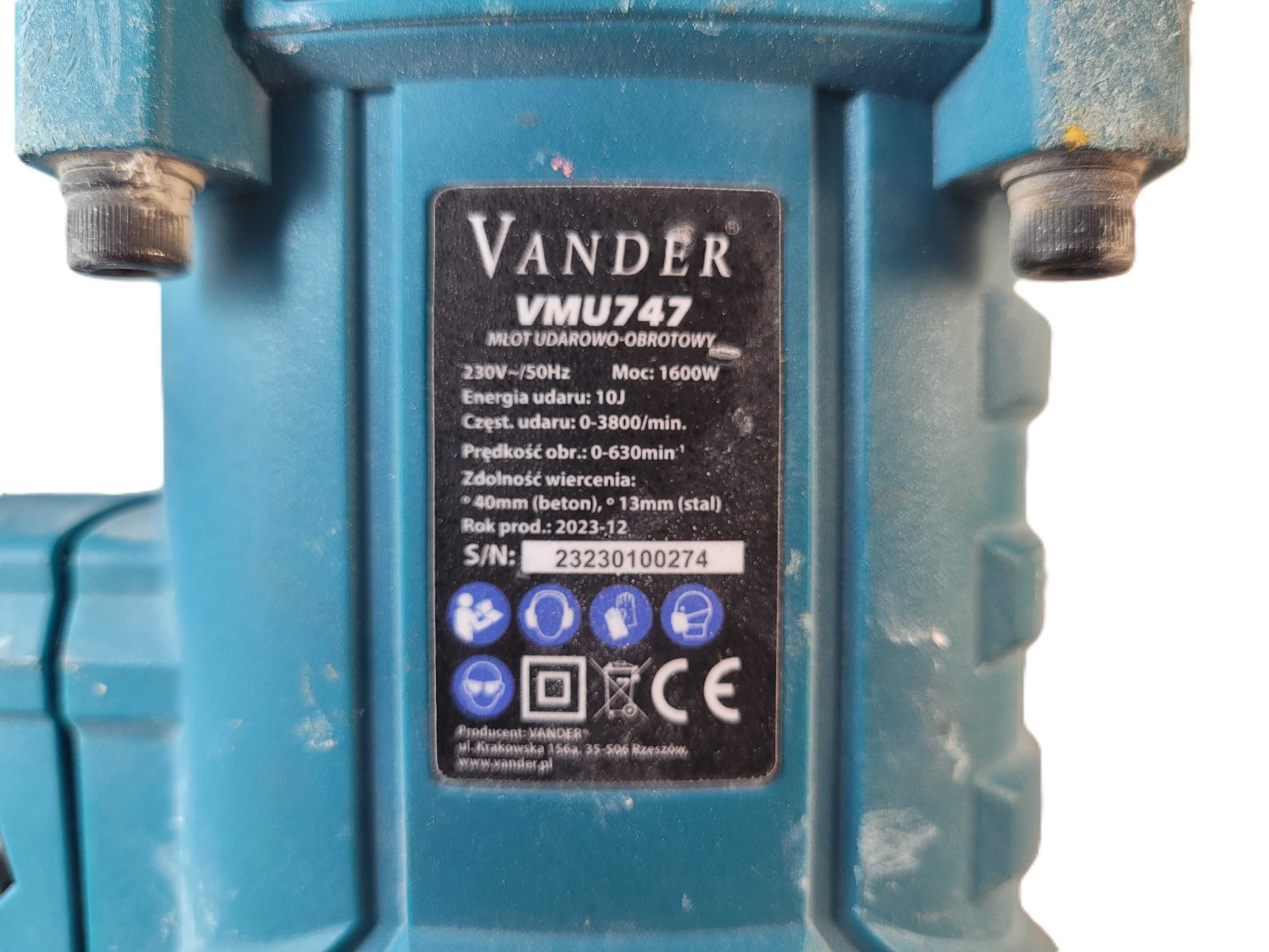 Młot Udarowo obrotowy SDS MAX 1600W VMU747 VANDER
