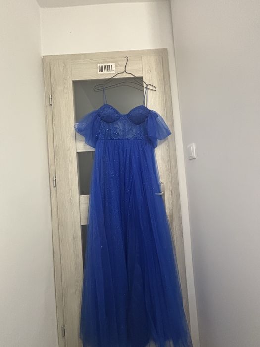 sukienka studniowkowa habrowa granatowa dluga