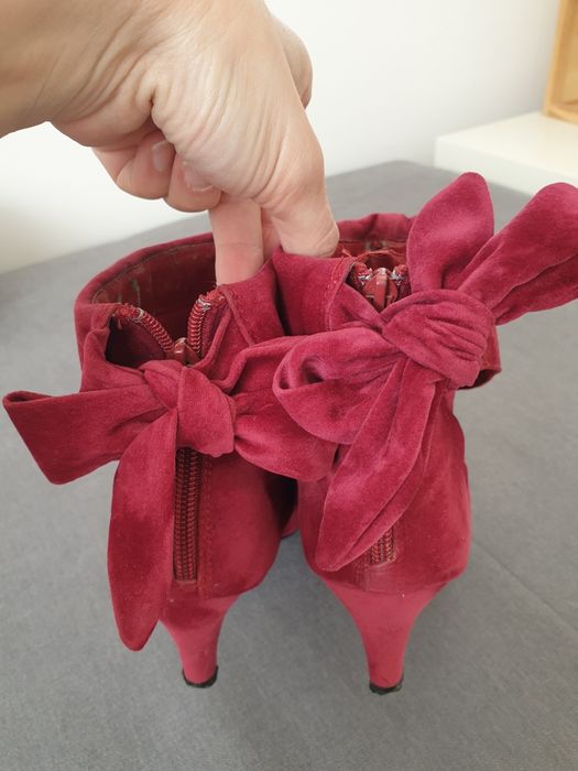 Damskie botki wiosenne, rozmiar 40, bordowe