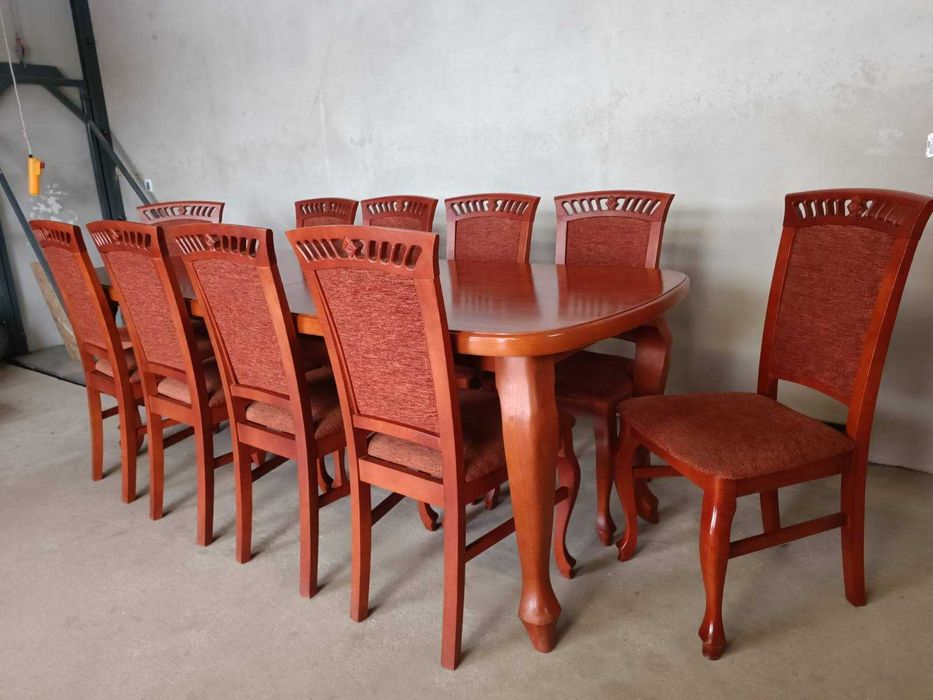 Piękny stylowy dębowy stół 2,7m i 10 krzeseł DOWÓZ WYSYŁKA