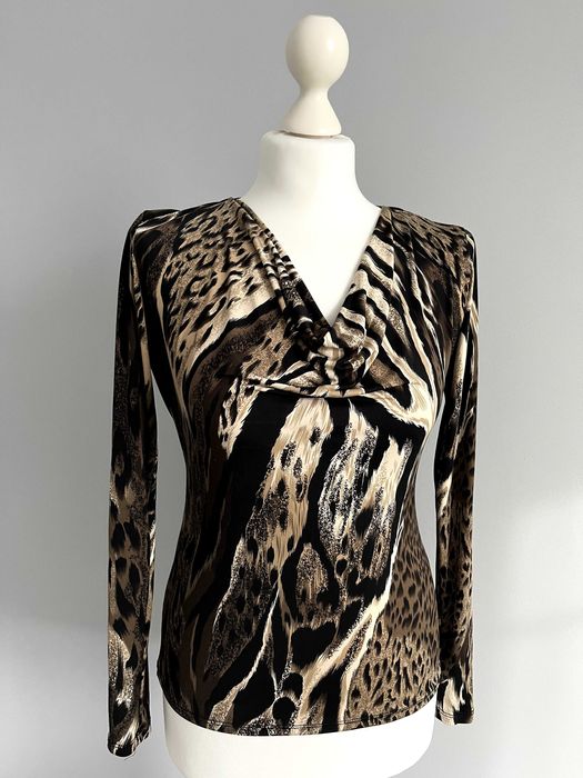 Seksowna bluzka w panterkę z koronką - rozmiar S