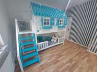 Łóżeczko łóżko pietrowe drewniane domek dla dzieci XL
