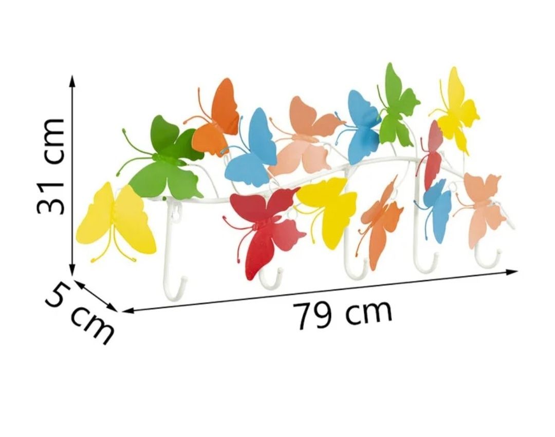 Wieszak ścienny kolorowe motylki