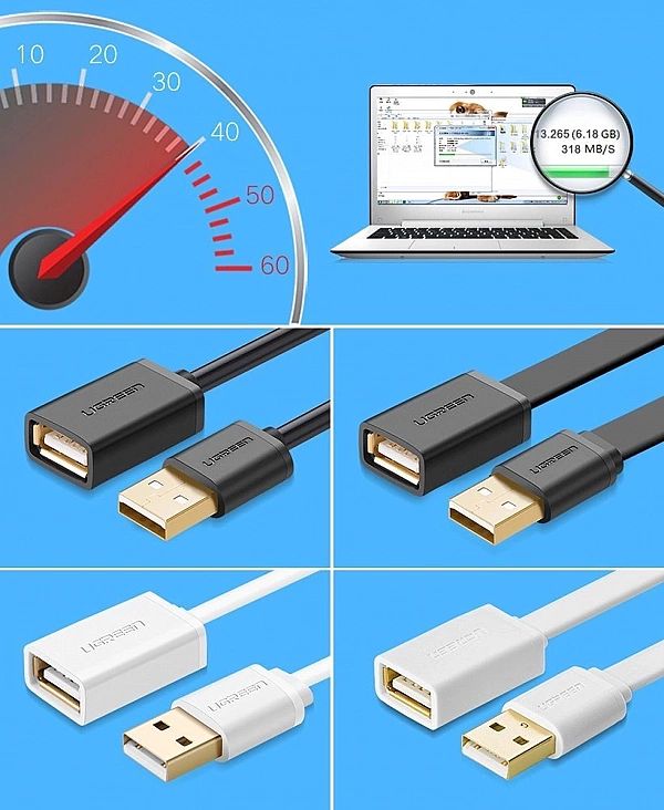 Ugreen kabel przewód przejściówka USB (żeński) - USB (męski) 2m czarny