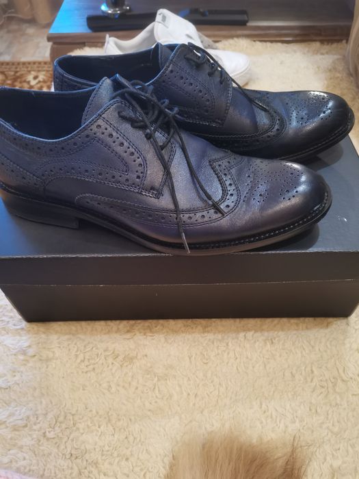 Туфли мужские тёмно-синие из натуральной кожи