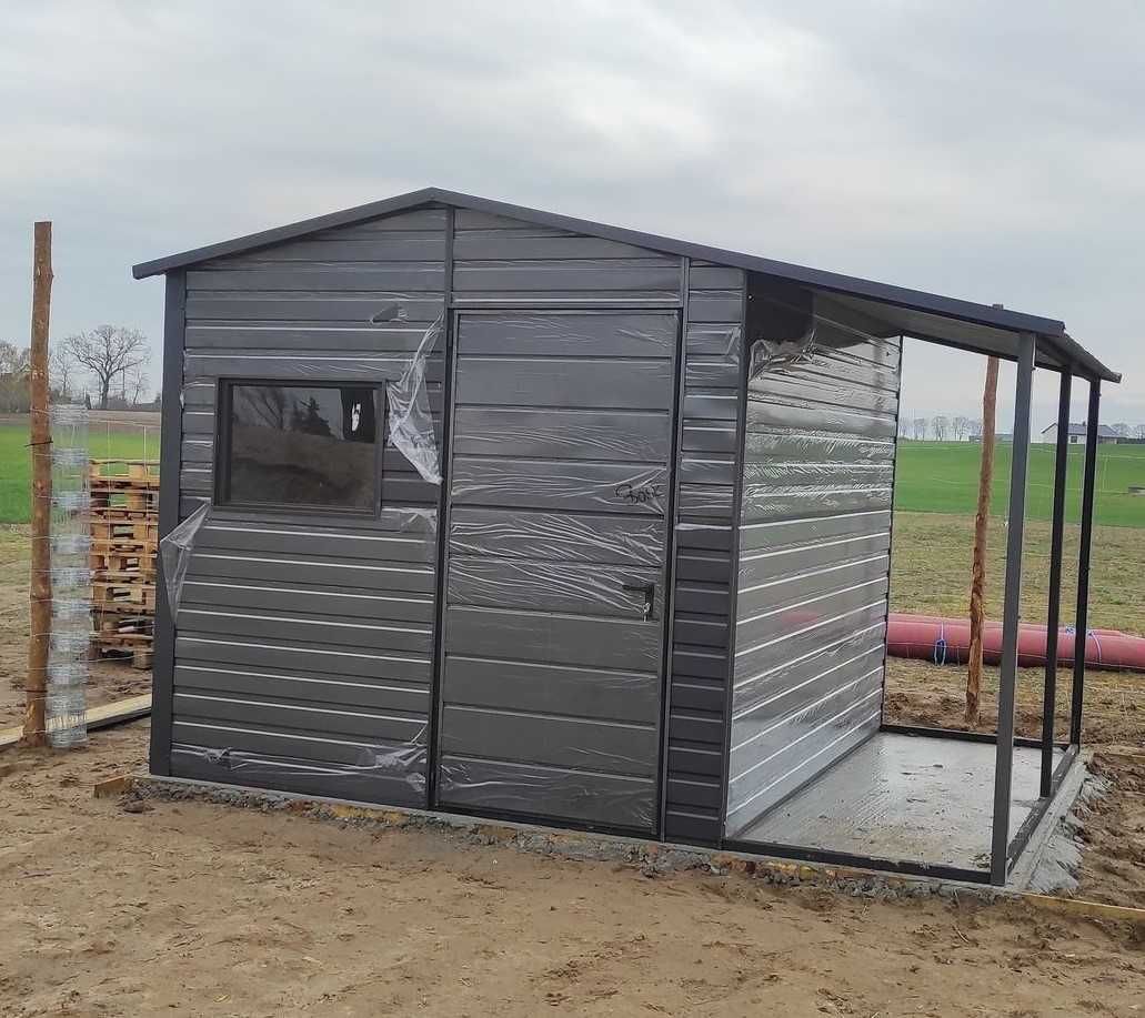 Domek Narzędziowy + Wiatka Złoty Dąb Antracyt  OKNO NISKA CENA