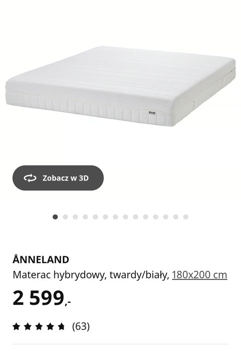 Nowy -40% ceny materac Hybrydowy ANNELAND z Ikea spreżyny+Memory