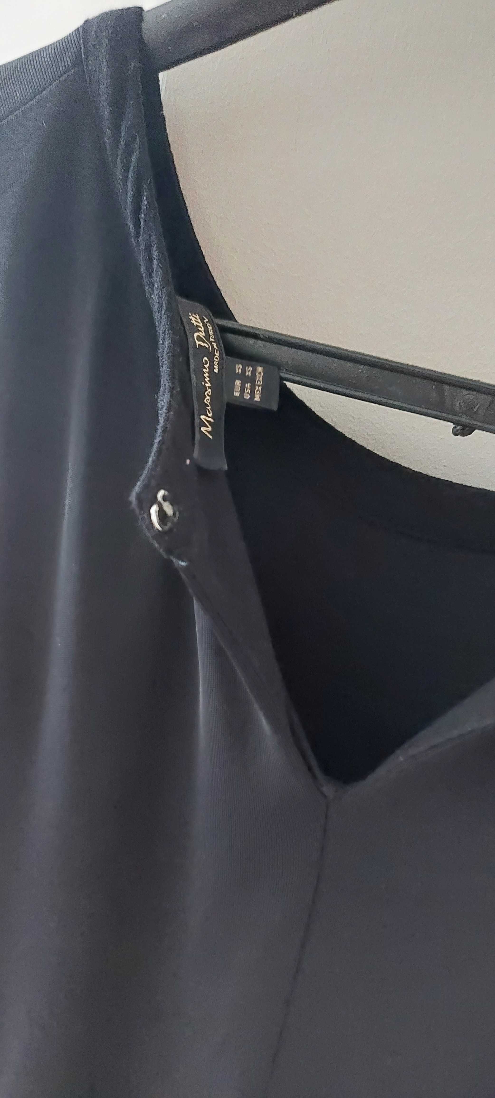 Vestido preto, c/ decote halter, da massimo dutti.