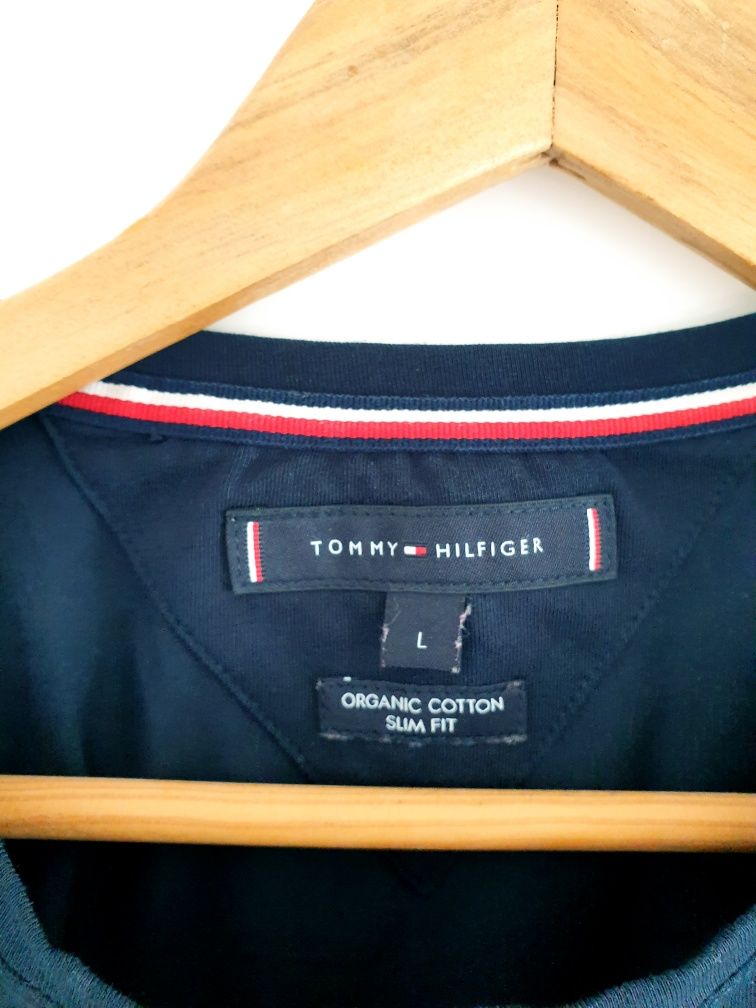 Koszulka z długim rękawem Longsleeve Granatowy Slim Fit Tommy Hilfiger