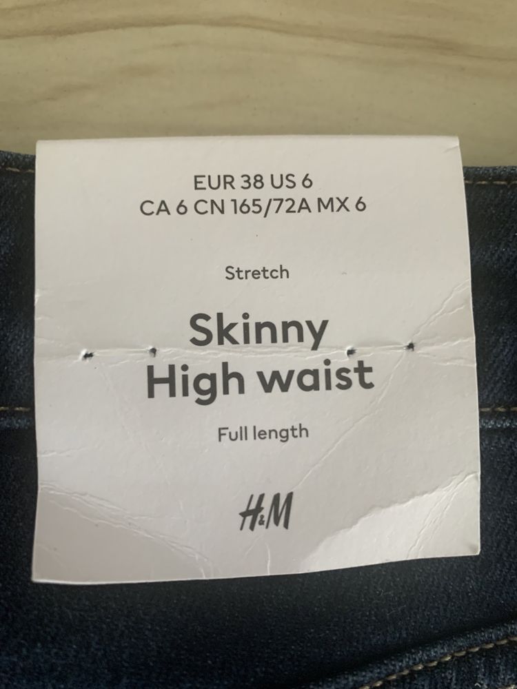 Jeansy Skinny High waist H&M r.38 -Nowe