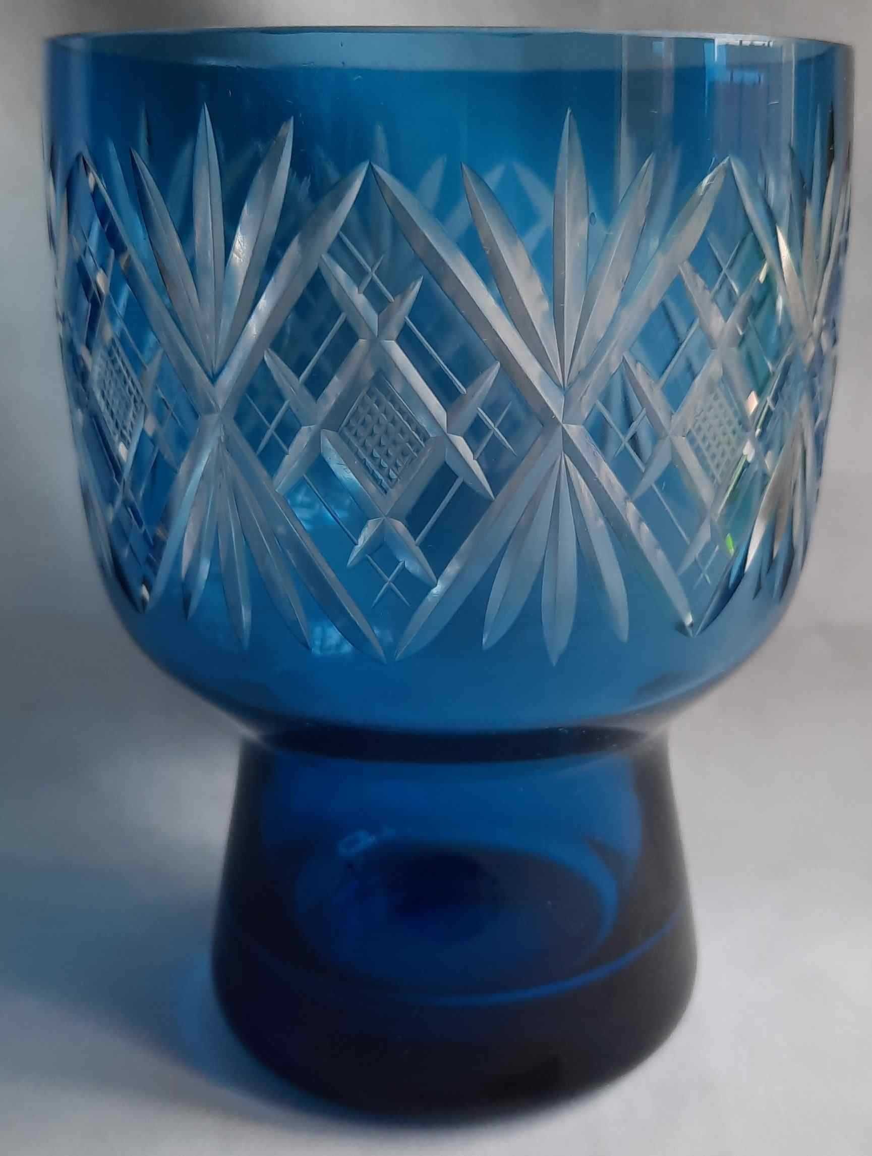 Kryształ Kobaltowy Niebieski Wazon Vintage ok. 1960 r.