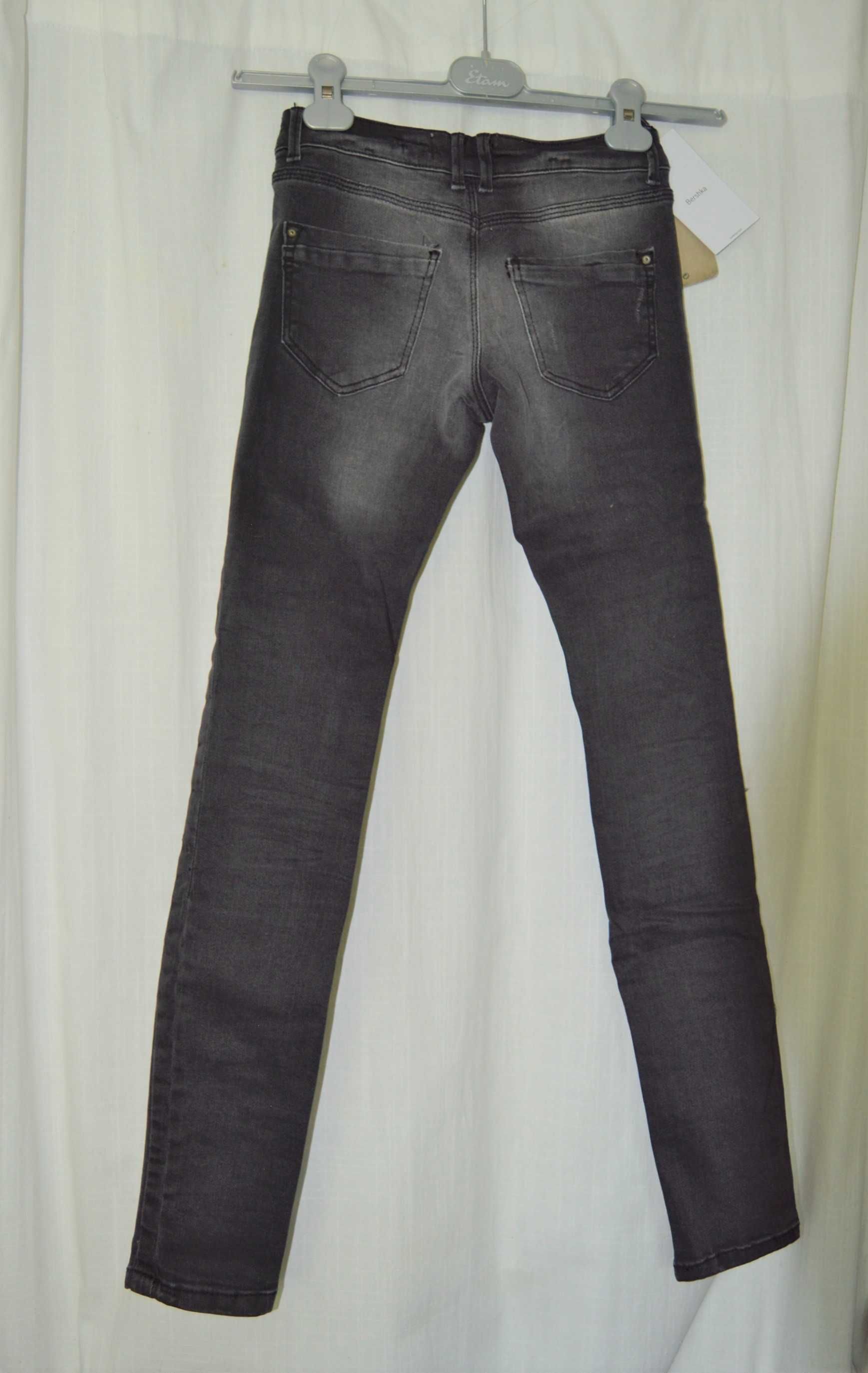 bershka jeans dżinsy xs szare slim rurki dopasowane  rock skinny przec