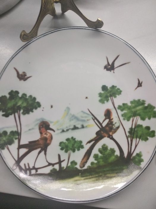 Тарелка коллекционная, настенная Птицы; посеребренная Lambidis; Египет