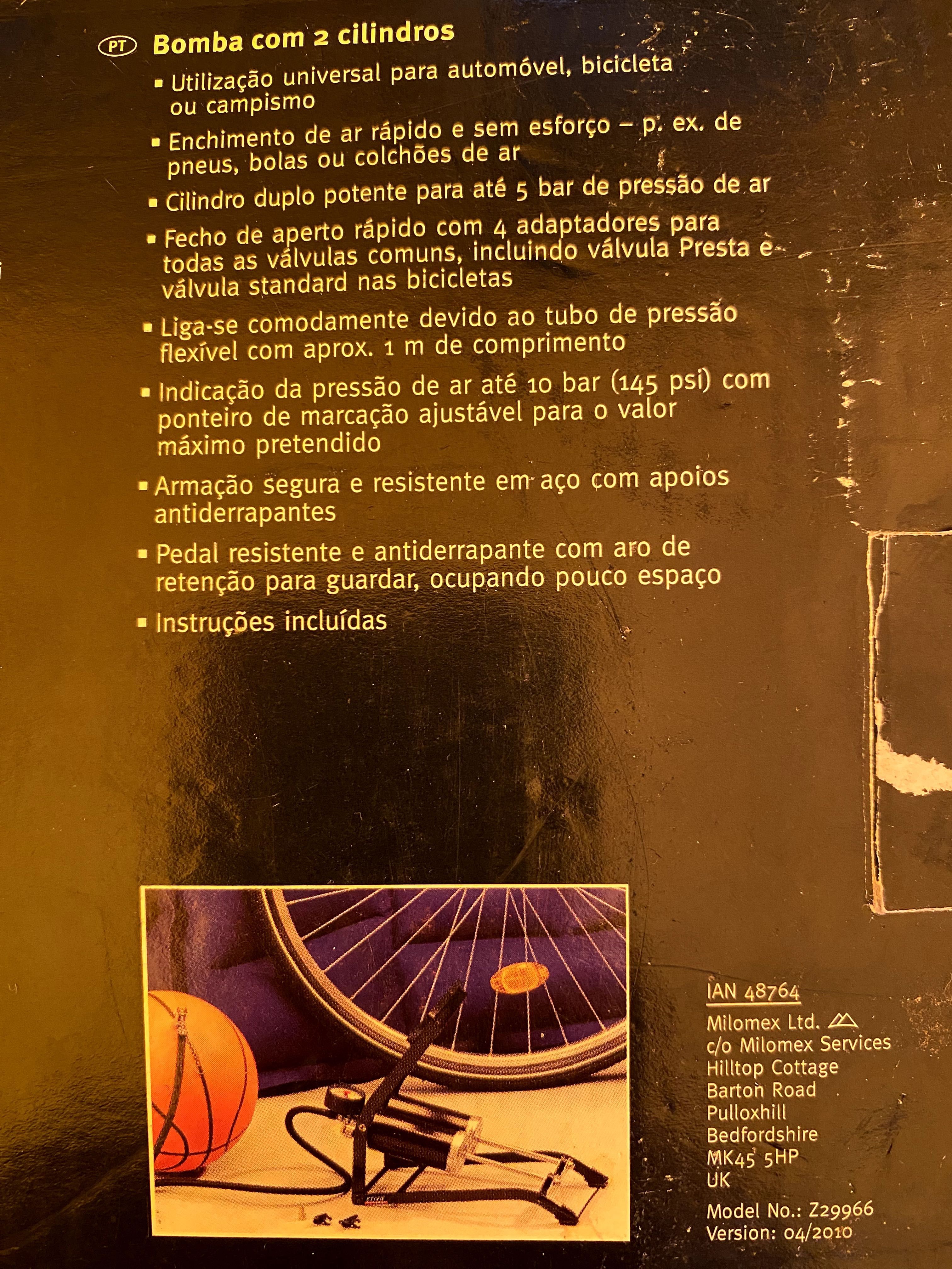 Bomba de Ar Universal para automóvel, bicicleta ou campismo