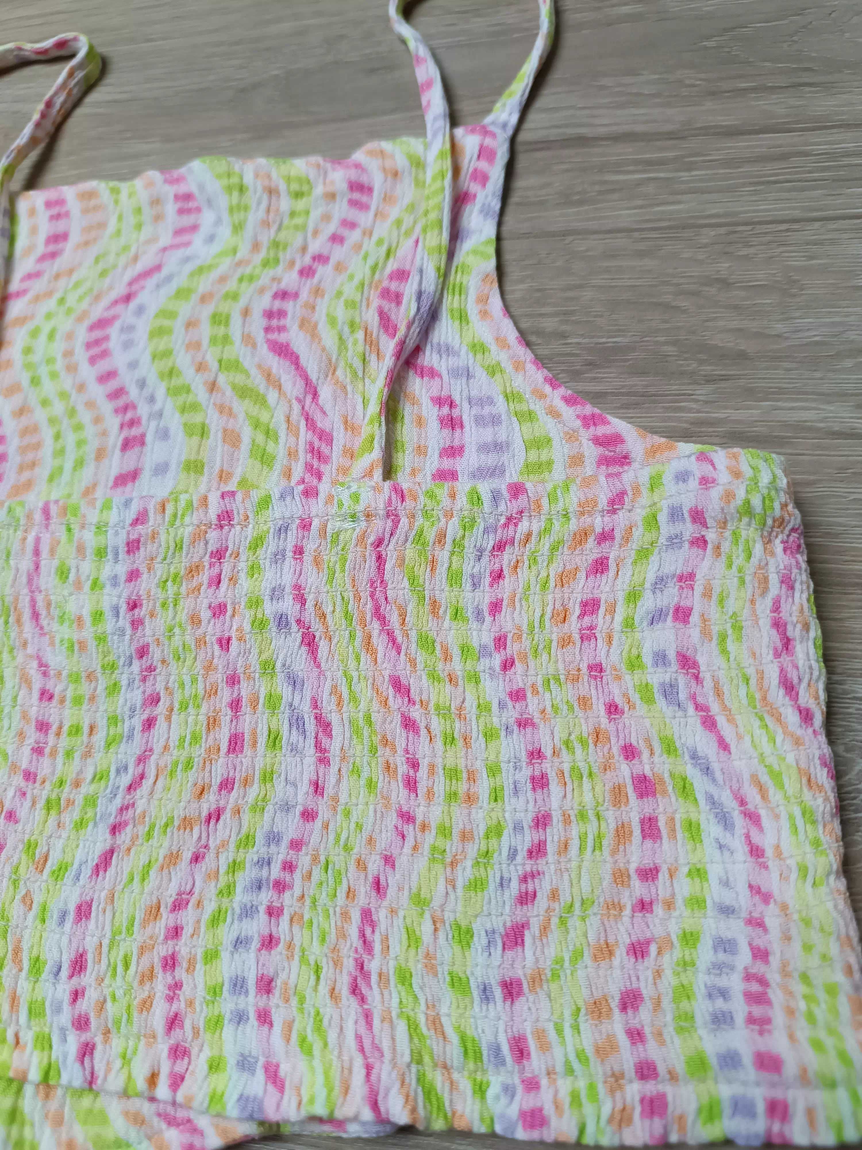 Koszulka crop top wąskie naramki kolorowe paseczki 'Zara' 152