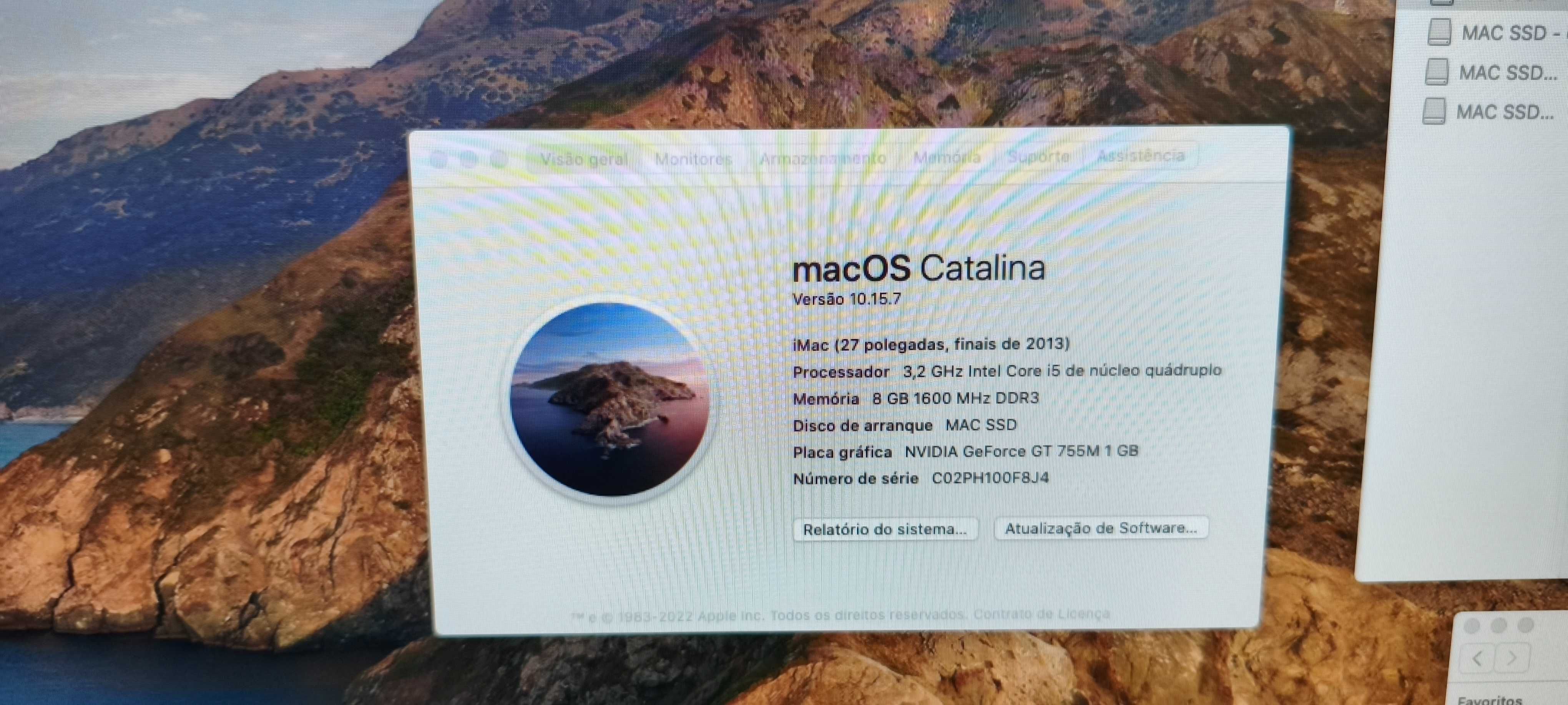 PC iMac 27'' 2013 i5 + SSD + Catalina + acessórios