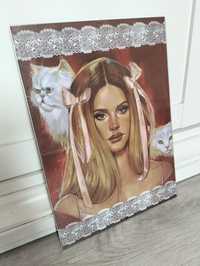 Plakat Lana Del Rey coquette cottagecore retro vintage portret rysunek