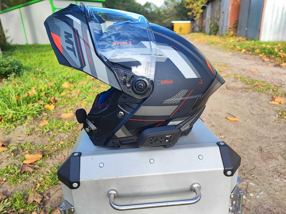 Kask motocyklowy szczękowy MT ATOM 2 SV BAST BLACK/GREY  XXL
