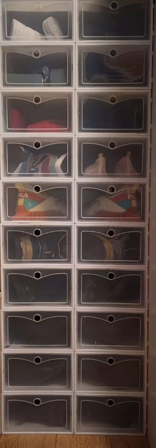 Biała szafka na buty regał z 10 organizerami z klapką