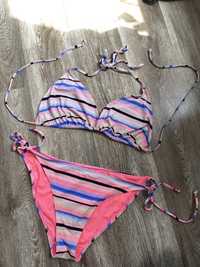 Kolorowy stój kąpielowy bikini w paski y2k aesthetic