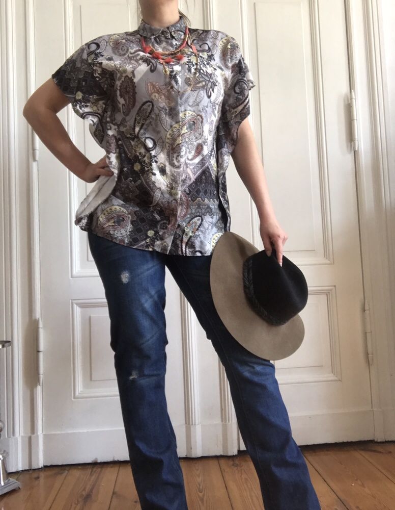 River Island bluzka koszula falbany boho hippie